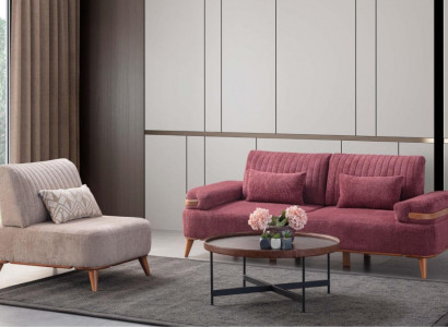 Zweifarbige Wohnzimmer Sofagarnitur Designer Möbel 3-Sitzer Edler Sessel
