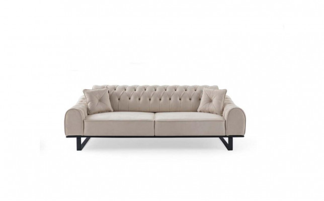 Exklusiver Beiger 3-Sitzer Wohnzimmer Sofas Designer Luxus Couchen Neu