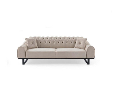 Exklusiver Beiger 3-Sitzer Wohnzimmer Sofas Designer Luxus Couchen Neu