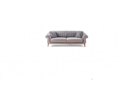 Graues Sofa Designer Wohnzimmer 3-Sitzer Holzgestell Textil Couchen