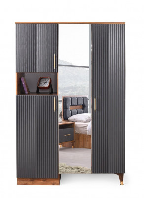  Jugendzimmer-Set 6tlg Modern Design Dekorative Braun Grau Zweifarbig Stil