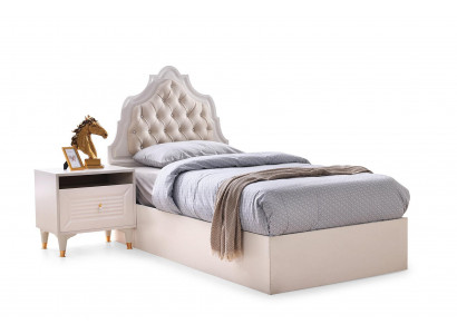Jugendzimmer Bett Jugenbett Beige Farbe Einfarbig Modern Design Schlafzimmer