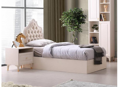 Jugendzimmer Bett Modern Design Schlafzimmer Beige Farbe Einfarbig