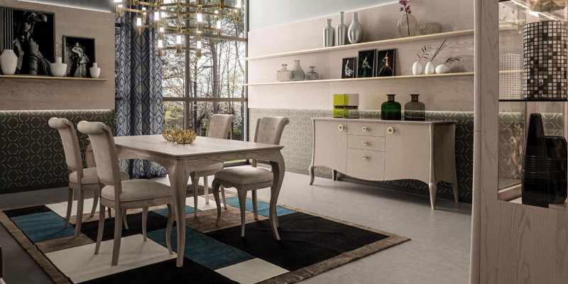 Klassische Esszimmer Garnitur Tisch Stuhl Set kommode Essgarnitur Stühle 6tlg