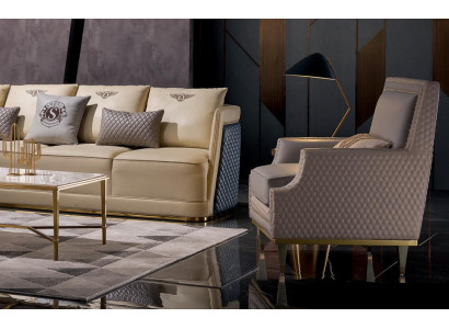 Sessel Design Couch Sofa Sitzer Leder Lounge Club Polster Luxus Ohren