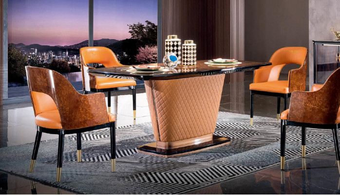 Stuhl Set 4x Stühle Leder Polster Lehn Massiv Holz Esszimmer Sitz Möbel