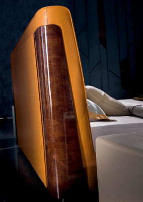 Holz Bett Betten Schlafzimmer Hotel 180x200 Stil Massive Möbel Orange