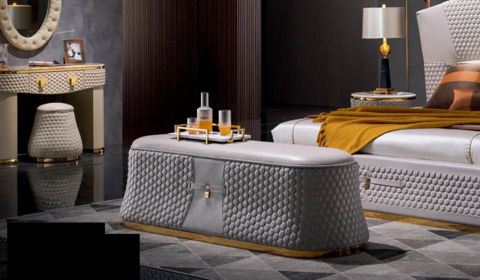 Bett Betten Doppelbett Schlafzimmer Leder Polster Textil Doppelbetten