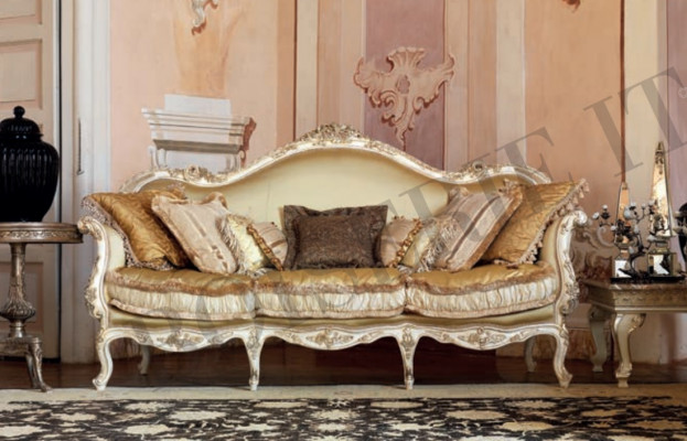 Sofa Polster Holz Sofas Couch Barock Rokoko Luxus Italien Dreisitzer Möbel Neu