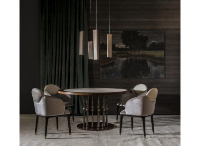 Gruppe Stühle Garnitur Textil Stoff Holz Gepolsterte Esszimmer Stühle 4x Stuhl