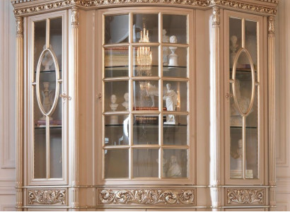 Vitrinen Glas Schrank Echtholz Anrichte Vitrine Wohnzimmer Möbel Massive Holz