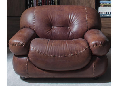 Vintage Leder Sessel Wohnzimmer Echtleder Polster Fernseh Italienische Möbel Neu