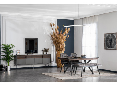 Set Tisch 4x Stühle Bank Set Garnitur Designer Holz Esszimmer 8tlg