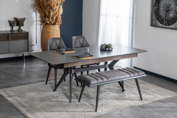 Set Tisch 4x Stühle Bank Set Garnitur Designer Holz Esszimmer 8tlg