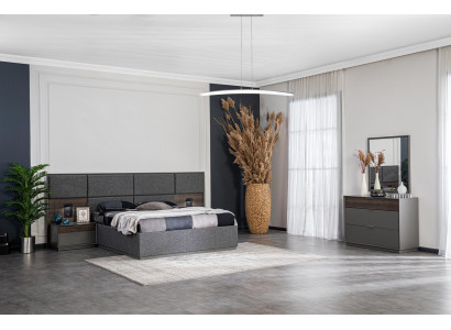 Schlafzimmer Bett 2x Nachttische Kommode Spiegel Luxus Design Möbel 5tlg.