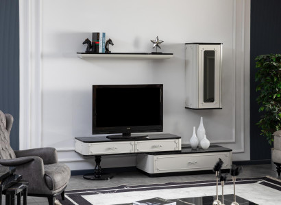 Wohnzimmer Möbel Set Wohnwand TV-Ständer Wohnwände Schrank Wandregal Holz