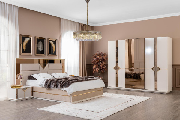 Kleiderschrank Holz Schlafzimmer Modern Luxus Schränke Beige Schrank