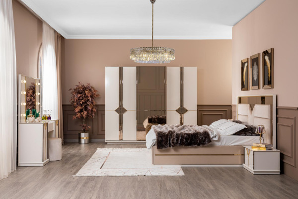 Kleiderschrank Holz Schlafzimmer Modern Luxus Schränke Beige Schrank