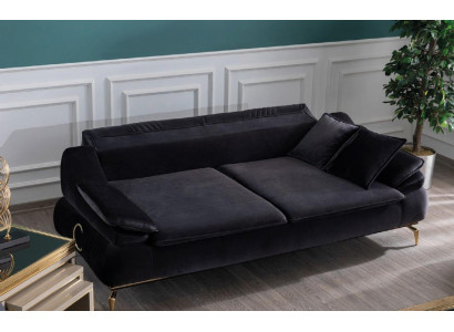 Wohnzimmer Sofa 3 Sitzer Schwarz Design Luxus Polster Möbel Elegantes