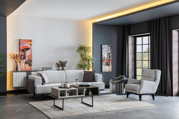 Wohnzimmer Sofa 3 Sitzer grau Design Luxus Polster Möbel Elegantes