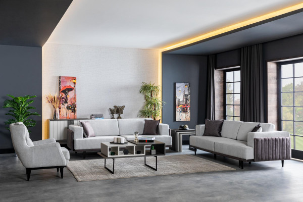 Wohnzimmer Sofa 3 Sitzer grau Design Luxus Polster Möbel Elegantes