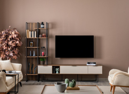 Wohnwand Wohnzimmer Möbel TV Ständer Bücherregal 240cm Holz Wohnwände