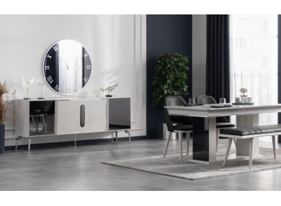 Luxus Anrichte Design Sideboard Kommoden Anrichten Schrank Spiegel 2tlg.