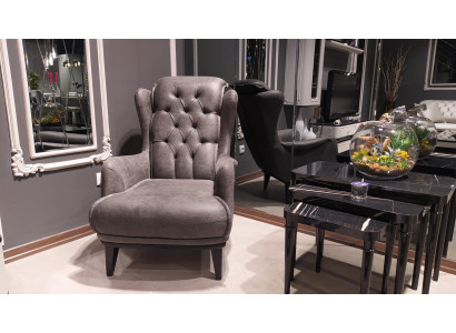 Chesterfield Ohrensessel mit Beistelltisch Lounge Ecke 2tlg. Sessel Sofa