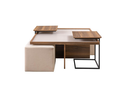 Multifunktions Couchtisch Wohnzimmer Holz Design Luxus Möbel Stil Modern braun
