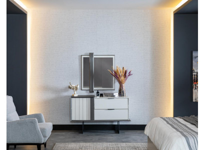 Design Schlafzimmer Komplett Set Kommode Spiegel 2tlg. Set Holz Kommoden