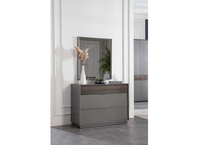 Kommode Spiegel Schlafzimmer Holz Schrank Kommoden Sideboard Grau 2tlg