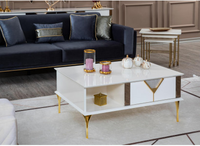Couchtisch Wohnzimmer Holz Design Luxus Möbel neu weiß Stil Modern
