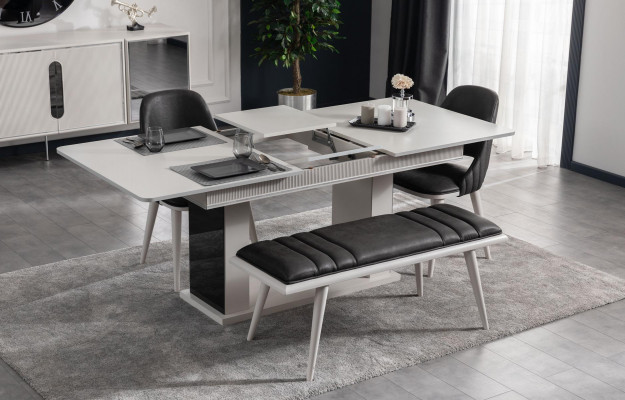 Bank neue für ein Stil modernes Luxus-Esszimmer Schwarz Holzmöbel Neu