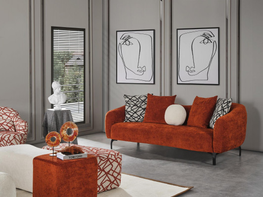 Hocker Polster neu Design Luxus beige Wohnzimmer Stil Modern