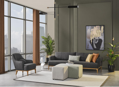 Sofagarnitur 41 Sitzer 2x Hockere Komplett Set Wohnlandschaft 4tlg