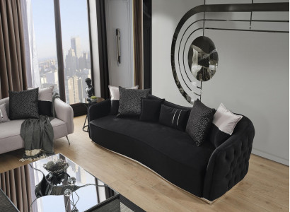 Sofa 4 Sitzer Luxus Designer Luxus Möbel neu schwarz Wohnzimmer