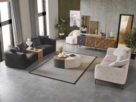 Sessel 1 Sitz Stoff Luxus Wohnzimmer Lounge Club Holz Sessel Einsitzer