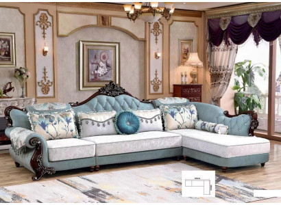 Klassische Textil Couch Chesterfield Ecksofa Eckpolster Polster Sofa