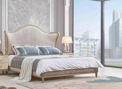 Design Luxus Doppel Silber Betten Möbel Schlafzimmer Bett Polster Stoff Textil