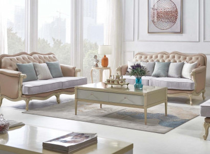 Beige Chesterfield Sofagarnitur 3+2 Sitzer Designer Wohnzimmer Sofas 2tlg. Set
