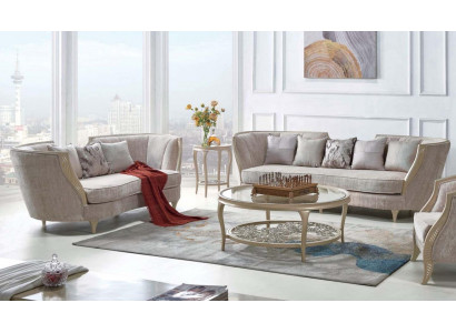 Exklusive Beige Sofagarnitur 3+2 Sitzer Designer 2tlg. Set Textilcouchen