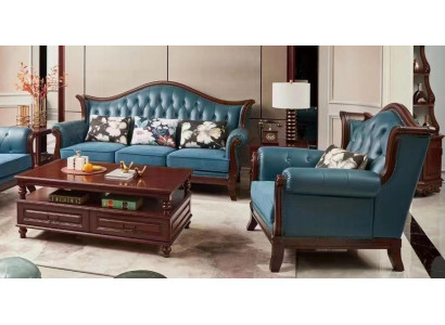 Chesterfield Klassische Ledergarnitur Barock Rokoko Sofagarnitur 3+1
