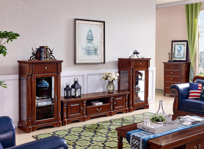 Klassische Schrank 2x Vitrinen rtv Wohnwände Lowboard Neu 3tlg. Set