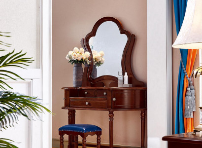 Klassisch Möbel Massivholz 2tlg Luxus Schminktisch Hocker Schlafzimmer