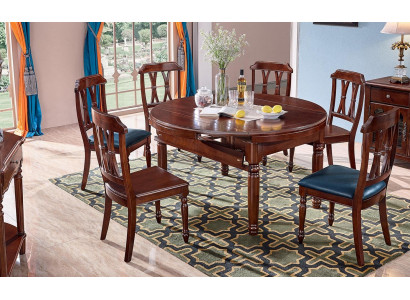 Garnitur Komplett Set Esstisch + 6 Stühle Esszimmer Gruppe Holz Tisch