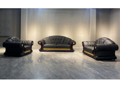 Chesterfield Sofa Couch Set 3+2+1 Leder Couchen Polster Möbel Klassisch