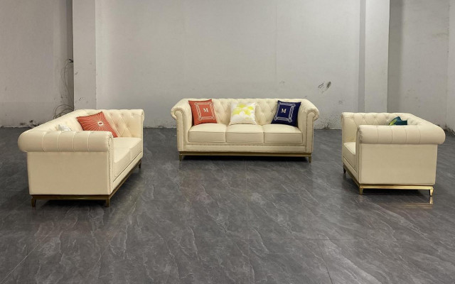 Chesterfield Wohnzimmer Couch Sofa Set Luxus Garnitur 3+2+1 Orange Neu