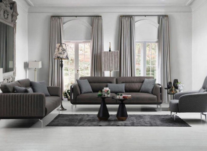 Sofagarnitur Sofa Garnitur Sofas 3+3+1 Sitzer Sessel Modern Polyester Dreisitzer