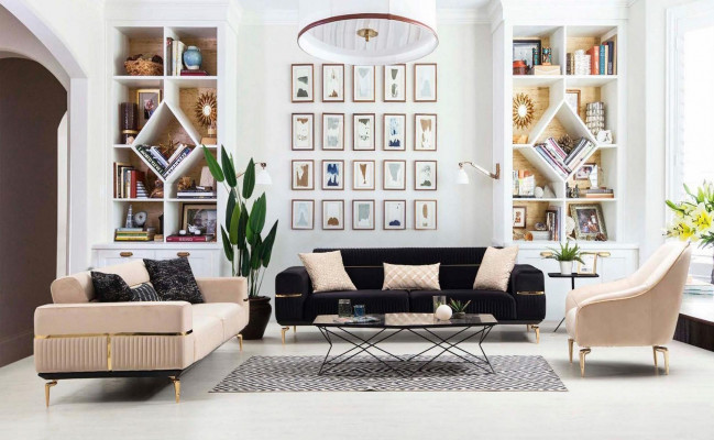 Luxus Sofa Design Dreisitzer Moderne Couch Beige Couchen Möbel Polster Loft Neu