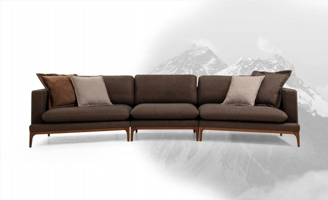 Ecksofa Sofa Wohnzimmer Sofas Stoff Luxus Eck L-Form Holz Stil Modern Möbel Neu